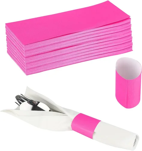 Miniatura 10 de Germiwipe - 2500 servilletas negras, servilleteros de papel autoadhesivos, bandas de cubiertos perfectas para fiestas de cumpleaños, bodas