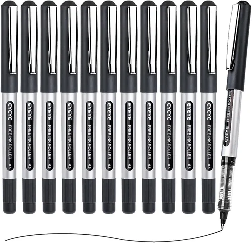 Miniatura 2 de EYEYE Bolígrafos negros de 0.020 in, paquete de 12 bolígrafos de punta extra fina de secado rápido, bolígrafos de tinta líquida, bolígrafo