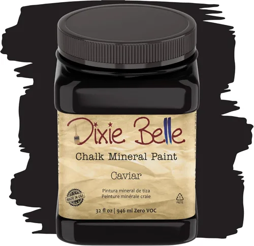 Miniatura 60 de Dixie Belle Paint Company - Pintura con acabado de tiza para muebles, color negro (Caviar), 1 galón, 128 fl oz, pintura mineral color rosa intenso