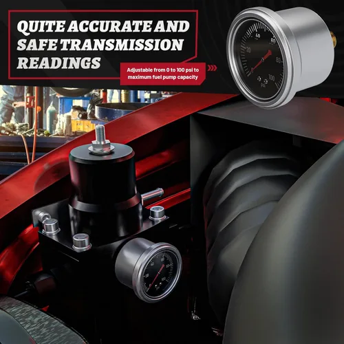 Miniatura 6 de Kit regulador de presión de combustible EFI con retorno de derivación 0-100 psi, medidor de presión AN6-6AN, conectores de manguera de línea