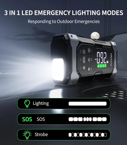 Miniatura 6 de Arrancador de Coche Mejorado de 9000A con Compresor Inflador/Desinflador de Aire, Cargador de Caja de Arranque Portátil 9 en 1 Paquete de Energía