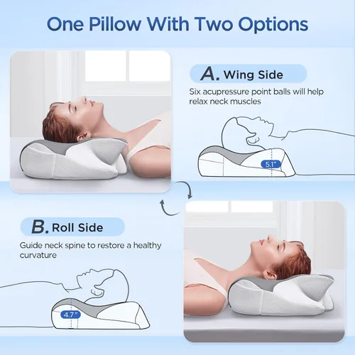 Miniatura 6 de Almohada cervical eficaz para aliviar el dolor para dormir, almohadas de espuma viscoelástica para apoyo del cuello, almohada lateral de contorno