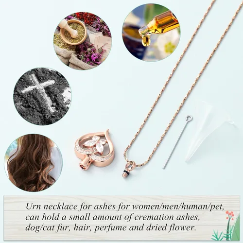 Miniatura 33 de Imrsanl Collares de urna de mariposa para mujeres y niñas, joyería de cremación con piedra natal, colgante para cenizas humanas, medallón