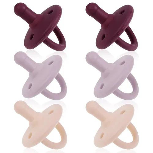 Sweet Child Chupetes de 0 a 18 meses, juego de 6 binkies de silicona ultraligeros con mango plegable y 3 agujeros de aire para mayor seguridad, los