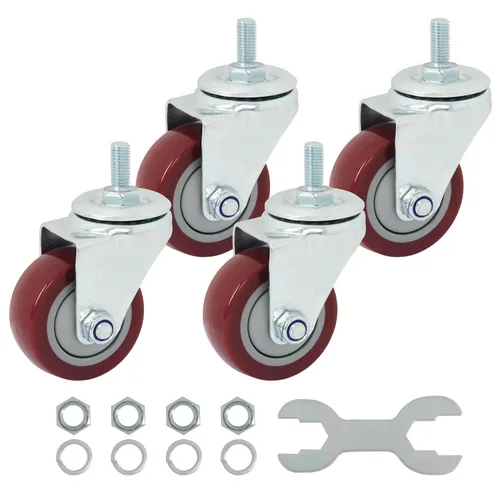 Miniatura 17 de Finnhomy Ruedas giratorias de 2 pulgadas, ruedas de vástago roscado resistentes de 3/8 a 16 x 1 con freno, juego de 4 ruedas de poliuretano de alta