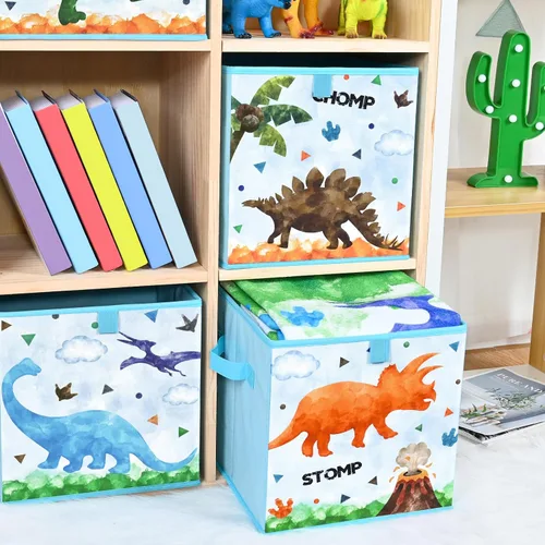 Miniatura 6 de WERNNSAI Cubos de almacenamiento – Paquete de 4 cubos de almacenamiento plegables de tela para niños, cestas de almacenamiento decorativas con asas