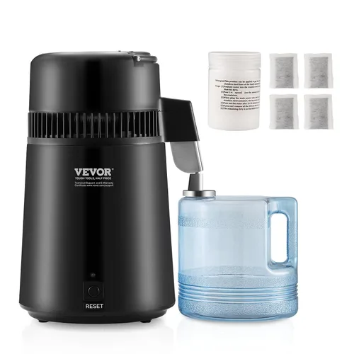 VEVOR Destilador de agua, destilación de agua pura de 4 l/1.05 galones para encimera del hogar, máquina de agua destilada de 750 W, destilador con