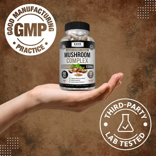 Miniatura 6 de Kaya Naturals Complejo de hongos premium potente, cápsulas complejas de hongos de 1330 mg por porción, ayuda a la claridad mental que apoya