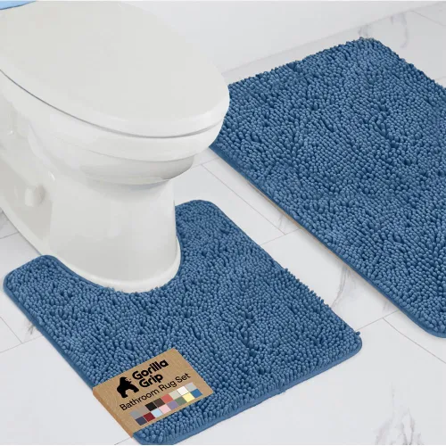 Miniatura 35 de GORILLA GRIP - Juegos de alfombras de baño, juego de 2 alfombras de chenilla suave, alfombra base para inodoro y alfombra de 30 x 20, alfombras Negro