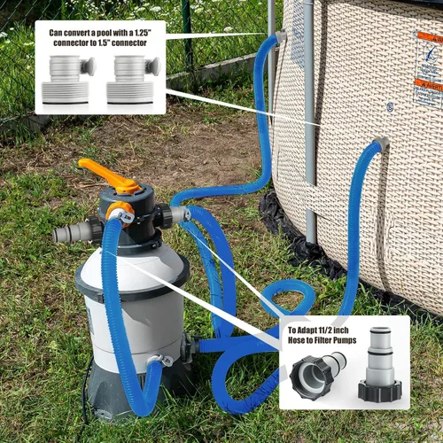 Miniatura 7 de EBOOT Juego de 4 mangueras de bomba de piscina para sobre el suelo, manguera de filtro de repuesto de 1.5 x 59 pulgadas con 8 abrazaderas y 8 Azul