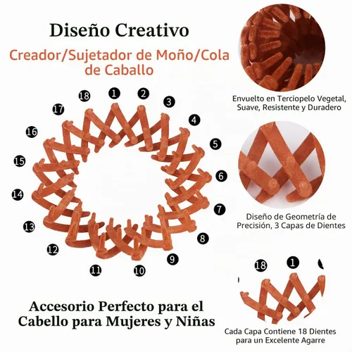 Miniatura 5 de TOBATOBA Bird Nest - Pinza mágica para el cabello, 7 piezas, horquilla para nido de pájaro, soporte para cola de caballo expandible, pinzas
