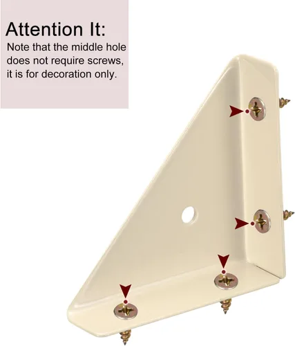 Miniatura 4 de uxcell 4 soportes de esquina angulares de 2.598 in x 2.598 in, soportes de acero laminado en frío con tornillos para borde de escritorio y cama Beige