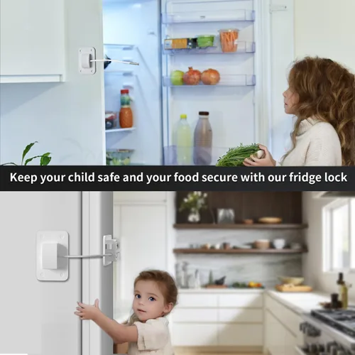 Miniatura 2 de Ougourim Cerradura para refrigerador, cerradura de combinación mejorada para congelador vertical, cerradura de seguridad infantil para gabinetes