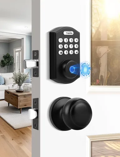 Miniatura 13 de Tinewa Cerradura de puerta de entrada sin llave con manijas de palanca ondulada, cerrojo electrónico con teclado digital con aplicación, manija