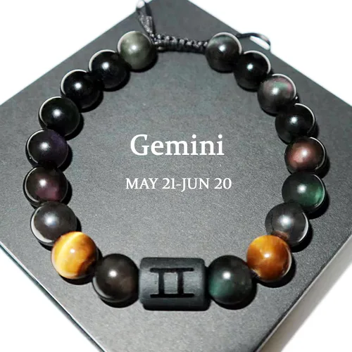 Miniatura 49 de Pulseras de la amistad, pulsera de obsidiana negra arcoíris para mujeres y hombres, 0.394 pulgadas (0.394 in), ojo de tigre, hematita y cristal