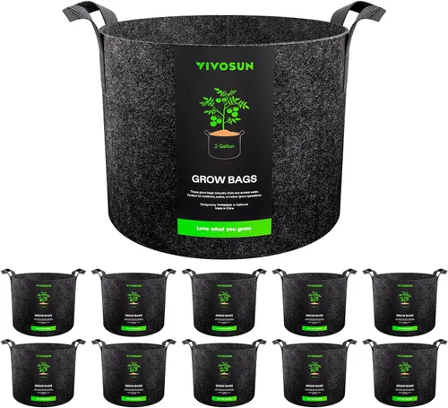 Miniatura 22 de VIVOSUN Paquete de 10 bolsas de cultivo de 7 galones, macetas de tela reforzadas para jardinería, color negro