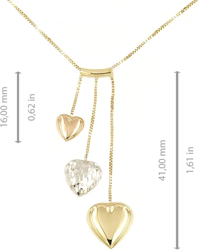 Miniatura 3 de Lucchetta - Collar de corazón de oro rosa amarillo blanco de 14 quilates, cadena de oro pequeña de 16 + 2 pulgadas, collares de oro macizo de 14