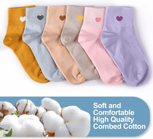 Miniatura 2 de inhees Womens Cotton Socks,Soft Cotton Socks Women Ankle High Cute Crew Socks Fun Novelty Socks (6-Pairs Gifts Box)
