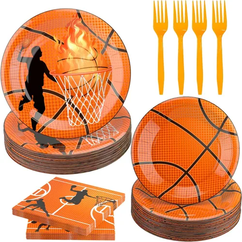 Miniatura 11 de Paquete de 120 piezas de suministros de fiesta de fútbol, platos de papel, servilletas, tenedores, decoración de cumpleaños para niños para 30