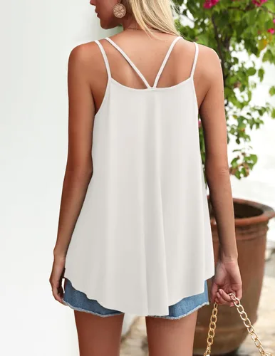 Miniatura 3 de Zeagoo Women Flowy Tank Tops Casual Summer Tops Sexy Tank Tops Spaghetti Strap V Neck Sleeveless Tunic Camisoles Dusty Pink