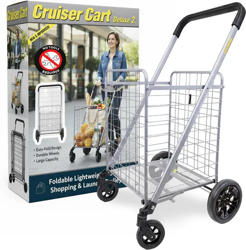 Miniatura 15 de Productos dbest - Carro de compras con ruedas para escaleras, plegable y compacto, con cesta de lavandería, carrito utilitario ligero y plegable
