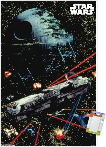 Miniatura 17 de Trends International Star Wars: Saga - Póster de pared de batalla espacial, 14.725 x 22.375 pulgadas, versión enmarcada de madera de granero