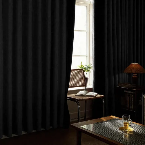 Miniatura 2 de Cortinas opacas cortas de lino pequeñas de 54 pulgadas de largo, juego de 2 paneles para dormitorio, sala de estar, con ojales, 100% opacas de lino