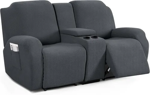 Miniatura 11 de TAOCOCO Funda para Sillón de Dos Plazas Reclinable con Consola Central, Funda Elástica para Sillón de Dos Plazas para Sofá Reclinable de 2 Asientos