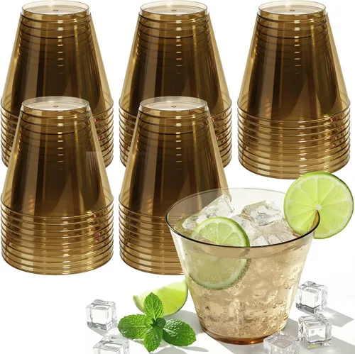 Miniatura 11 de Glowserve Paquete de 50 vasos de plástico transparente de 9 onzas, vasos de plástico azul transparente para cóctel, vasos desechables para fiestas