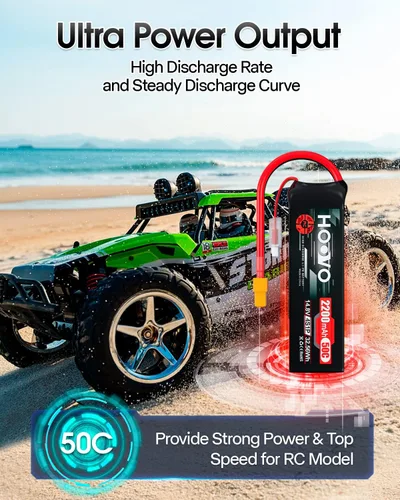 Miniatura 4 de HOOVO 4S 14.8V 2200mAh 50C Lipo Batería Hard Case Pack con XT60 Conector para Popular RC Car RC Helicóptero Avión Quadcopter UAV Drone FPV