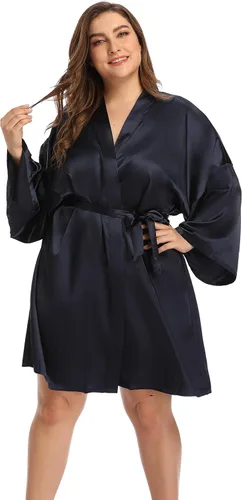 Miniatura 2 de Batas de satén para mujer talla grande bata floral para boda fiesta kimono ropa de dormir