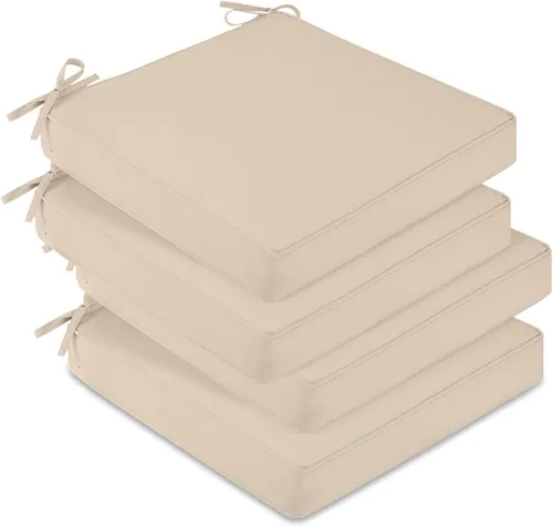 Miniatura 49 de downluxe Juego de 2 cojines impermeables para sillas de exterior, 19 x 19 x 3 pulgadas, cojines para sillas de patio con lazos y mango Marrón
