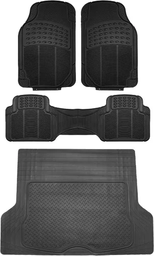 Miniatura 23 de FH Group Alfombrillas para Piso de Automóvil - Alfombrillas de Piso de Goma Resistente para Automóviles, Ajuste Universal Juego Completo, Gris
