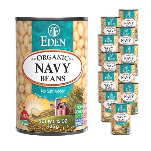Eden Frijoles marinos orgánicos, lata de 15 onzas (paquete de 12), sin sal, sin OMG, sin gluten, veganos, kosher, cultivados en Estados Unidos, para