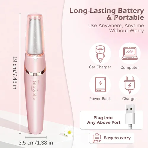 Miniatura 6 de Glowelle Removedor eléctrico de callos de pies, removedor eléctrico de callos para pies, kit de herramientas de pedicura portátil recargable, Rosa