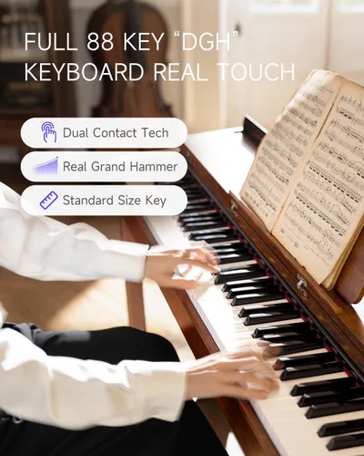 Miniatura 2 de Donner Piano digital con 88 teclas dinámicas graduadas de acción de martillo con teclado ponderado, piano digital vertical DDP-200 para profesional