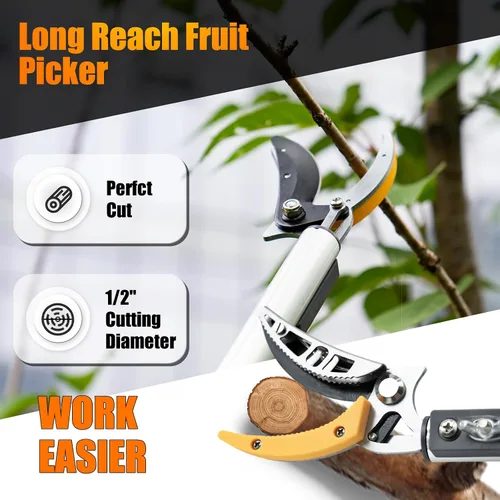 Miniatura 5 de Podadoras de árbol de 4.6-10 pies, podadora de mango largo con sierra de poste de largo alcance, podadora de árbol extensible, recortadora de poda