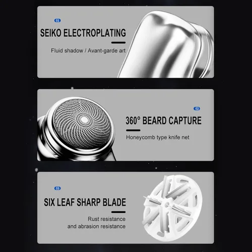 Miniatura 2 de Afeitadora eléctrica para hombres, Mini-Shave - Afeitadora eléctrica portátil, tamaño de bolsillo, afeitadora portátil húmeda y seca para hombre
