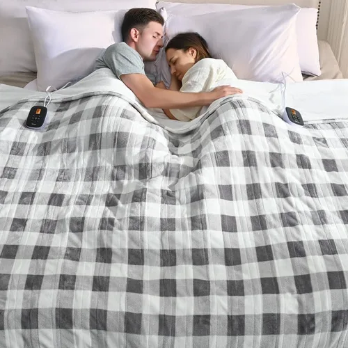 Miniatura 10 de Manta calefactora eléctrica Bearhug de 152x127 cm, manta térmica eléctrica con 6 ajustes de calor y apagado automático de 4 horas, manta de franela
