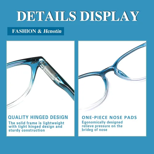 Miniatura 7 de Henotin - Paquete de 6 lentes de lectura para hombres y mujeres, con bloqueo de luz azul, elegantes, para computadora, con estuche de cuero