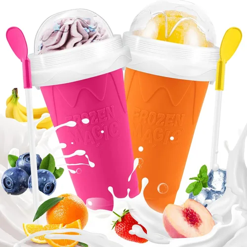 Miniatura 11 de FANS-ONE Taza de Granizado, Juego de 3 Tazas Mágicas Congeladas de Granizado, Taza Reutilizable para Hacer Granizado de Jugo, Helado, Leche, Yogur
