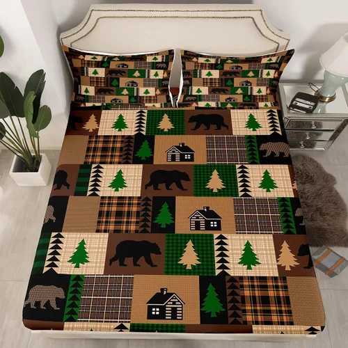 Miniatura 25 de Erosebridal Happy Camping - Sábana bajera ajustable individual para niños, diseño de animales del bosque del bosque, para bebés, niños y niñas
