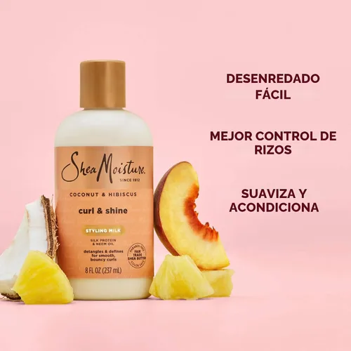 Miniatura 4 de SheaMoisture Curl & Style Milk Coco e Hibisco con Proteína de Seda y Aceite de Neem para Cabello Grueso, Definido y Rizado Comercio Justo, Sin