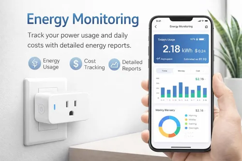 Miniatura 6 de Enchufe inteligente compacto, funciona con Alexa y Google Assistant, aplicación Smart Life y control de voz, monitoreo de energía, programación