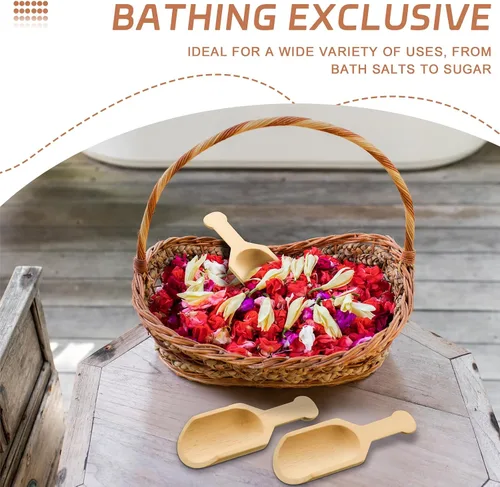 Miniatura 6 de Dandat Paquete de 100 mini cucharas de madera para tarros pequeños de sal de baño, cucharas de bambú a granel, cuchara pequeña de madera, cuchara