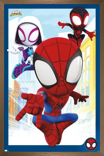 Miniatura 15 de Marvel Spidey and His Amazing Friends - Póster de pared grupal, 22.4 pulgadas de largo x 14.7 pulgadas de ancho, versión enmarcada de madera
