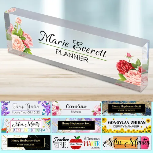 Miniatura 14 de Placa de nombre de escritorio personalizada para profesores, placa de nombre para escritorios, placa de escritorio de vidrio acrílico transparente