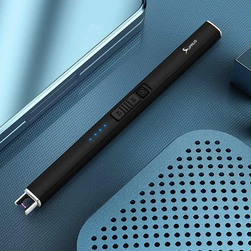Miniatura 2 de SUPRUS Encendedor eléctrico de arco resistente al viento, sin llama, recargable por USB, con bloqueo de seguridad para velas, barbacoa, camping
