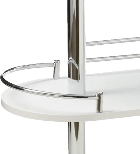 Miniatura 5 de Kings Brand Furniture - Mesa de bar con dos estantes de vidrio templado, blanco y cromado