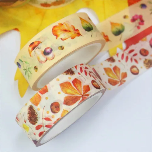 Miniatura 5 de Juego de 10 rollos de cinta washi de otoño, hojas de otoño, calabaza, girasol, cinta decorativa para diario de viñetas, planificador, manualidades